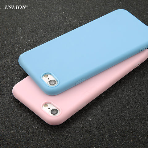 USLION Phone Case For iPhone 7 6 6s Plus 5 5s SE Simple Solid Color Ultrathin Soft TPU Cases Fashion Candy Color Back Cover Capa