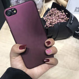 Luxury Wine Red Case For iphone 7 Case For iphone 6 6S 7 7 Plus 5 5S SE Phone Cases Fashion Hard PC Frosted Cover Capa Fundas