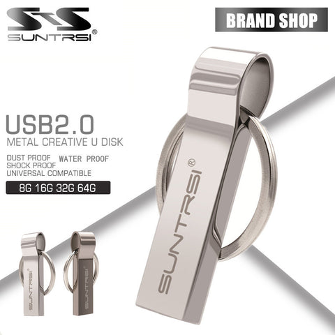 Suntrsi Pen Drive 64GB Metal USB Flash Drive Key Ring USB Stick High Speed Pendrive 32GB USB Flash Real Capacity Customized logo