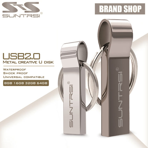 Suntrsi USB Flash Drive 64GB Metal Steel Pen Drive High Speed Pendrive Key Chain USB Stick Flash Drive Memory USB Flash Freeship