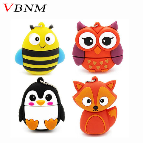 VBNM cute penguin owl fox pen drive cartoon usb flash drive pendrive 4GB/8GB/16GB/32GB U disk animal memory stick gift