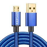 MyGeek Update Nylon Micro USB Cable for Samsung HTC Huawei Xiaomi 2m Fast Charge wire Microusb Mobile Phone Cables