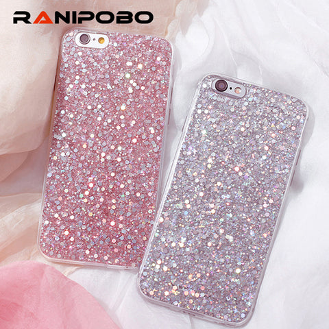 Luxury Shinning Glitter Cover For iphone 7 7 Plus 6 6S Plus SE 5 5S Soft Love Heart Phone Capa Fundas for iPhone7