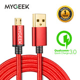 MyGeek Update Nylon Micro USB Cable for Samsung HTC Huawei Xiaomi 2m Fast Charge wire Microusb Mobile Phone Cables