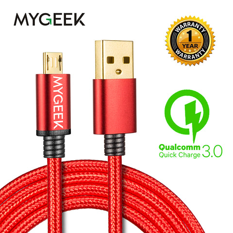 MyGeek Update Nylon Micro USB Cable for Samsung HTC Huawei Xiaomi 2m Fast Charge wire Microusb Mobile Phone Cables