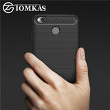 TOMKAS Xiaomi Redmi 4X Case Luxury Slim Soft Silicone Case For Xiaomi Redmi 4X Brushed Carbon Fiber Phone Cover For Redmi 4X