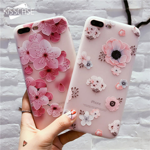 KISSCASE Flower Patterned Case For iPhone 6 6s 7 Plus Cover Soft Silicone Floral Protect Cover For iPhone 5S SE 8 Plus X 10 Capa