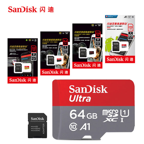 SanDisk 100Mb/s Micro SD card 16GB 32GB 64GB 128GB 256GB Class 10 U3/U1 microSD TF card Flash TF Card Memory Card for Computer