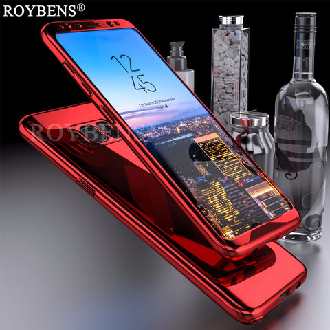 For Samsung Galaxy S8 Case Roybens Luxury Ultra Thin Bling Mirror 360 Full Protection Cover For Galaxy S8 Plus Case 2 in 1 Armor