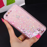 LOVECOM Love Heart Stars Glitter Stars Phone Case For iPhone 5 5S SE 6 6S 7 Plus Dynamic Liquid Quicksand Soft TPU Back Cover