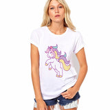 Tshirt 2017 Summer Women Designer Clothing T-shirt Print Punk Rock Fashion Graphic Tees European T Shirt Fashion White Unicorn