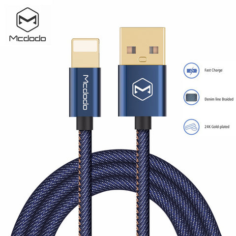 Mcdodo Lightning to USB Cable Denim Cowboy Style Data Cable For iPhone 7 Plus 8 6 6s 5s iPad Mini Fast Charging For iPhone Cable