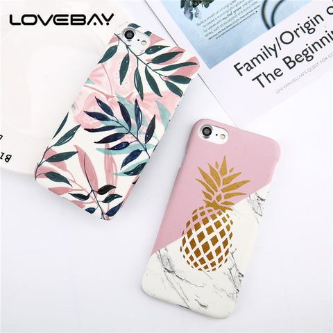 LOVEBAY Phone Case For iPhone 8 7 6 6s Plus Fashion Cartoon Leaf Pineapple Colorful Geometry Hard Back Cover Case For iPhone 8