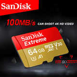 Free shipping SanDisk Memory Card Extreme microSD UHS-I microSDXC Class10 U3 100 MB/s 32GB 64GB TF Card Support 4K UHD