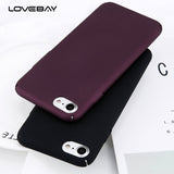 Lovebay Phone Case For iPhone 6 6s 7 8 Plus Simple Plain Wine Red Frosted Matte PC Back Cover Cases For iPhone X 8 7 6 5 5s SE