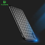 FLOVEME Super Soft Phone Case For iPhone 8 Luxury Grid Weaving Cases For iPhone 6 6s 7 8 Plus X Cover Silicone Accessories Black