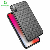 FLOVEME Super Soft Phone Case For iPhone 8 Luxury Grid Weaving Cases For iPhone 6 6s 7 8 Plus X Cover Silicone Accessories Black