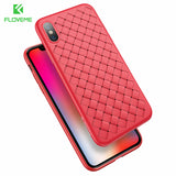 FLOVEME Super Soft Phone Case For iPhone 8 Luxury Grid Weaving Cases For iPhone 6 6s 7 8 Plus X Cover Silicone Accessories Black