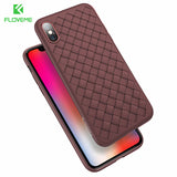 FLOVEME Super Soft Phone Case For iPhone 8 Luxury Grid Weaving Cases For iPhone 6 6s 7 8 Plus X Cover Silicone Accessories Black