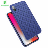 FLOVEME Super Soft Phone Case For iPhone 8 Luxury Grid Weaving Cases For iPhone 6 6s 7 8 Plus X Cover Silicone Accessories Black