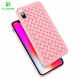 FLOVEME Super Soft Phone Case For iPhone 8 Luxury Grid Weaving Cases For iPhone 6 6s 7 8 Plus X Cover Silicone Accessories Black