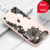 WeifaJK Luxury Lace Phone Case For iPhone 8 7 6 6s 5 5s SE Coque Flower Silicone Soft Cover For iPhone 6 6s 7 8 Plus Case Fundas