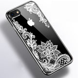 WeifaJK Luxury Lace Phone Case For iPhone 8 7 6 6s 5 5s SE Coque Flower Silicone Soft Cover For iPhone 6 6s 7 8 Plus Case Fundas