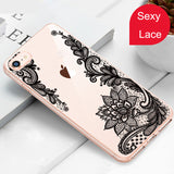 WeifaJK Luxury Lace Phone Case For iPhone 8 7 6 6s 5 5s SE Coque Flower Silicone Soft Cover For iPhone 6 6s 7 8 Plus Case Fundas