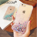 LOVECOM Love Heart Stars Glitter Stars Phone Case For iPhone 5 5S SE 6 6S 7 Plus Dynamic Liquid Quicksand Soft TPU Back Cover