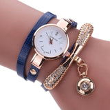 Women Watches Fashion Casual Bracelet Watch Women Relogio Leather Rhinestone Analog Quartz Watch Clock Female Montre Femme