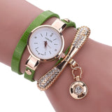 Women Watches Fashion Casual Bracelet Watch Women Relogio Leather Rhinestone Analog Quartz Watch Clock Female Montre Femme