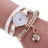 Women Watches Fashion Casual Bracelet Watch Women Relogio Leather Rhinestone Analog Quartz Watch Clock Female Montre Femme