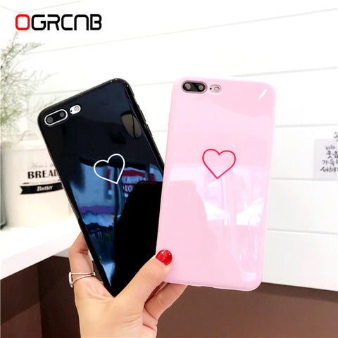 Lovely Heart Painted Phone Case For iphone 6 7 8 Case Fashion Couples Back Soft TPU Cover Cases For iphone 6 6s 7 8 Plus 8 Case