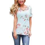 5XL Large Size Spring Summer 2018 Women T-shirt Short Sleeve V-Neck Printed Shirt Plus Size Women Clothing Fashion Sexy Tops