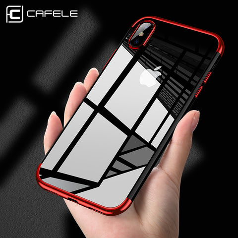 CAFELE Original phone Case for iPhone X 10 Luxury Fashion Transparent TPU Soft plated Mobile Phone Back Shell for iPhone X Case