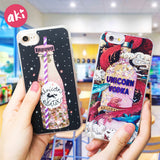 AKI Glitter Liquid Phone Case for iPhone 7 Plus iPhone 6 Plus Case Bling Quicksand Unicorn Sequins for iPhone X iPhone 8 6s Plus