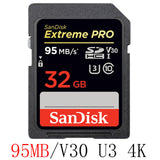 SanDisk 95MBS SD Card for Camera 80MB 256GB 128GB 64GB 32GB 16GB Memory Card U3 U1 4K Flash Card for Camera Flash Card SDXC SDHC