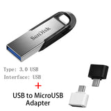 SanDisk USB 3.0 3.1 Flash Drive 128GB 64GB 32GB 16GB 130MBS ULTRA FLAIR Memory Stick Pen Drives Pendrive Flashdisk U Disk for PC