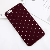 USLION Wine Red Ploka Dots Phone Case For iPhone 6 6s Plus Wave Point Back Cover Soft TPU Cases For iPhone X 8 6S 7 Plus 5 5S SE