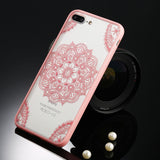 USLION Sexy Floral Phone Case For Apple iPhone 7 6 6s 5 5s SE Plus Lace Flower Hard PC+TPU Cases Back Cover For iPhone X 8 Plus