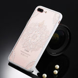 USLION Sexy Floral Phone Case For Apple iPhone 7 6 6s 5 5s SE Plus Lace Flower Hard PC+TPU Cases Back Cover For iPhone X 8 Plus