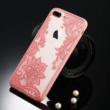 USLION Sexy Floral Phone Case For Apple iPhone 7 6 6s 5 5s SE Plus Lace Flower Hard PC+TPU Cases Back Cover For iPhone X 8 Plus