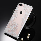 USLION Sexy Floral Phone Case For Apple iPhone 7 6 6s 5 5s SE Plus Lace Flower Hard PC+TPU Cases Back Cover For iPhone X 8 Plus