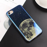 JAMULAR Electroplate Blue Light Soft Phone Cover for iPhone X 6 6s 7 8 Moon Planet Space Silicone Case for iPhone 6 6s 7 8 Plus