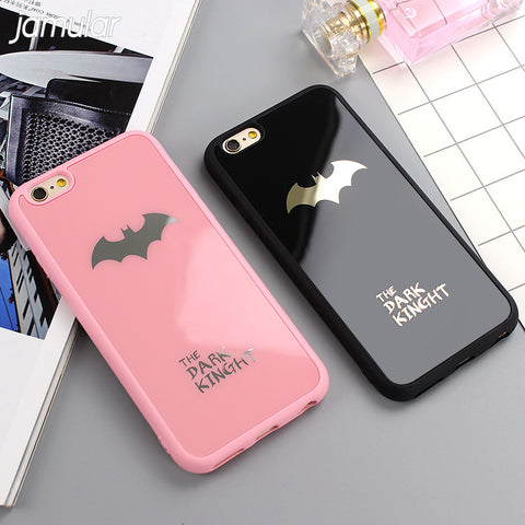 JAMULAR Dark Kinght Batman Phone Cover For iphone X 6 6s 7 Plus Mirror Silicone Case For iphone 7 6 6s 8 Plus Phone Cases Shell