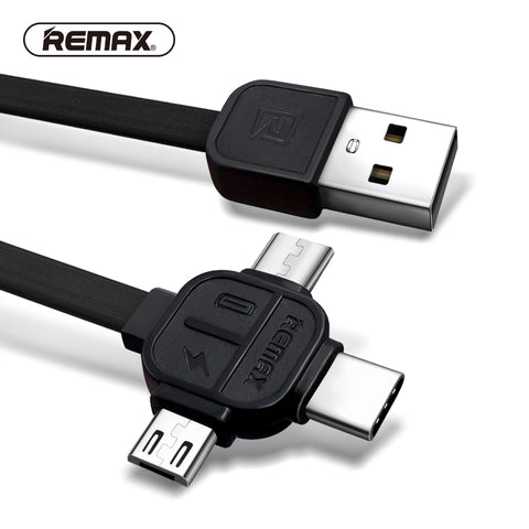 REMAX 3in1 USB C cable Type C 8pin USB Cable to Micro USB Data Cable TPE charging Transfer charger cable for iphone7/6/xiaomi