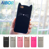 AIBOR For iPhone 7 Case 3D Cute Cartoon Animal Beard Cat Ear Phone Case For iPhone X 4S 5S SE 6 6S 7 8 Plus Silicon Soft Fundas