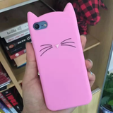 AIBOR For iPhone 7 Case 3D Cute Cartoon Animal Beard Cat Ear Phone Case For iPhone X 4S 5S SE 6 6S 7 8 Plus Silicon Soft Fundas