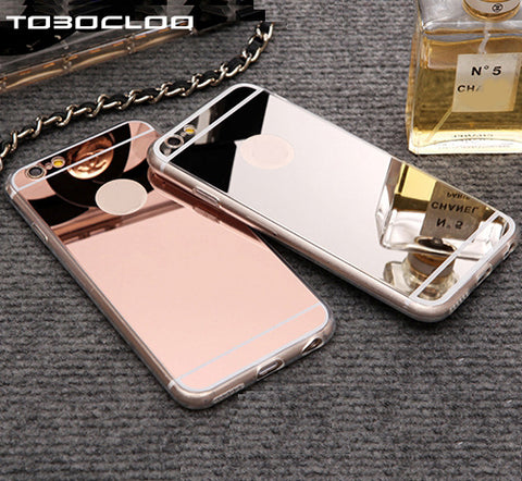 TOBOCLOO Cases Luxury Mirror TPU Capa Soft Silicone Case For iPhone 5 5s SE 6 6s 7 8 Plus X Shell Cover For iPhone 7 Plus i7 i7P