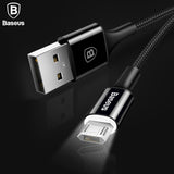 Baseus Micro USB Cable LED Lighting USB Charger Cable For Samsung S7 Xiaomi Redmi 4X Note 4 Phone Data Reversible Charging Cable